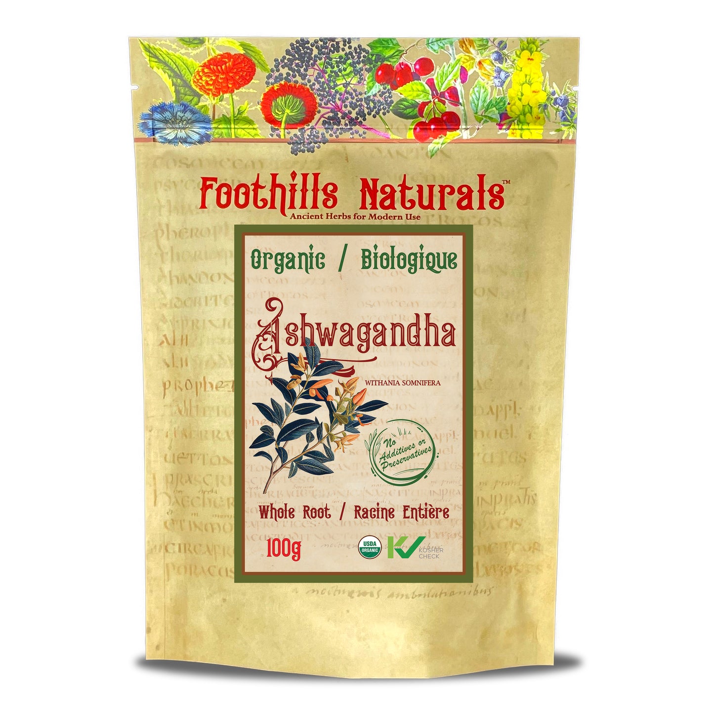 Organic Ashwagandha Root, Whole (Withania somnifera)
