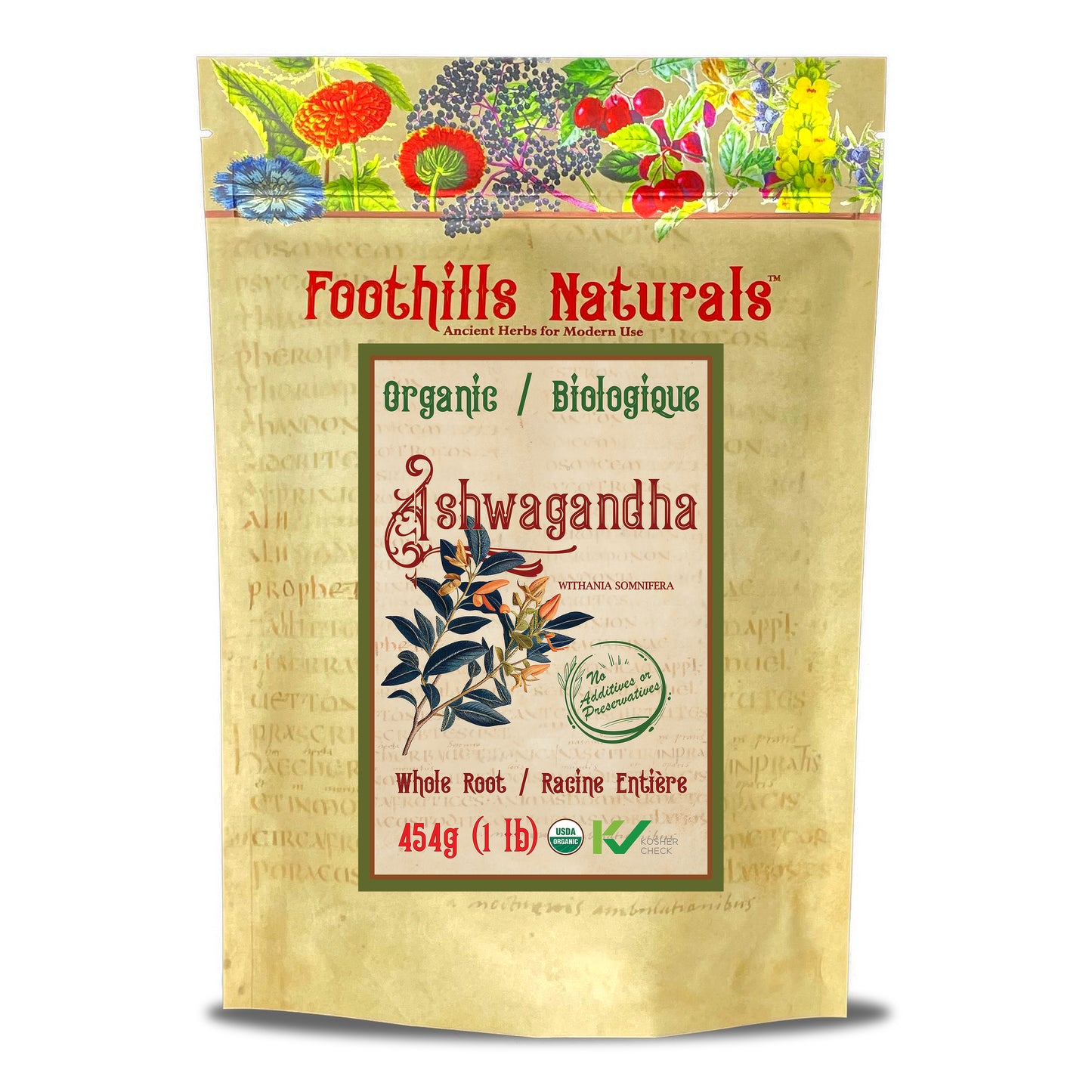 Organic Ashwagandha Root, Whole (Withania somnifera)