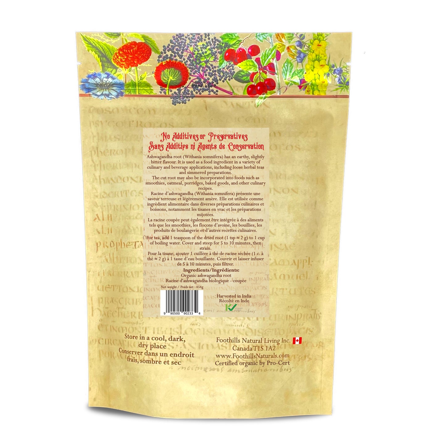 Organic Ashwagandha Root, Whole (Withania somnifera)