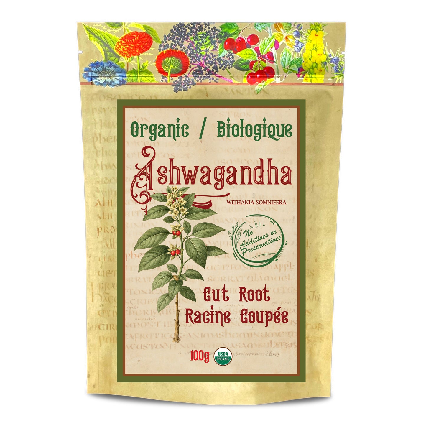 Ashwagandha Root Organic, Cut (Withania somnifera)