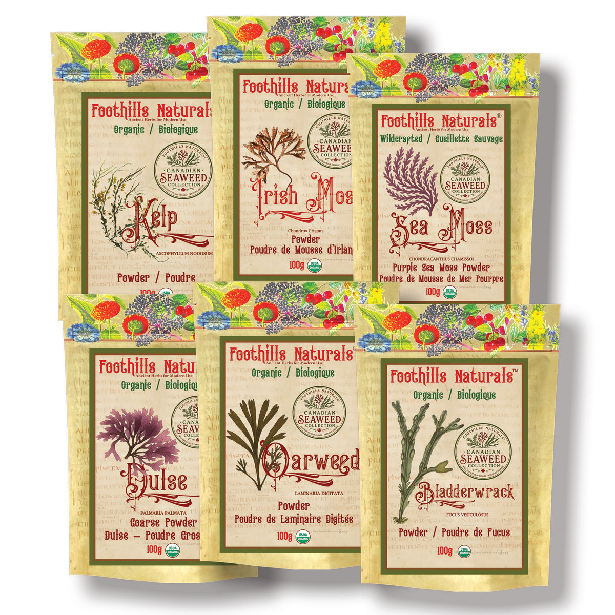 Organic Canadian Seaweeds - Kelp, Irish Moss, Purple Sea Moss, Oarweed, Dulse, Bladderwrack