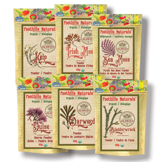Organic Canadian Seaweeds - Kelp, Irish Moss, Purple Sea Moss, Oarweed, Dulse, Bladderwrack