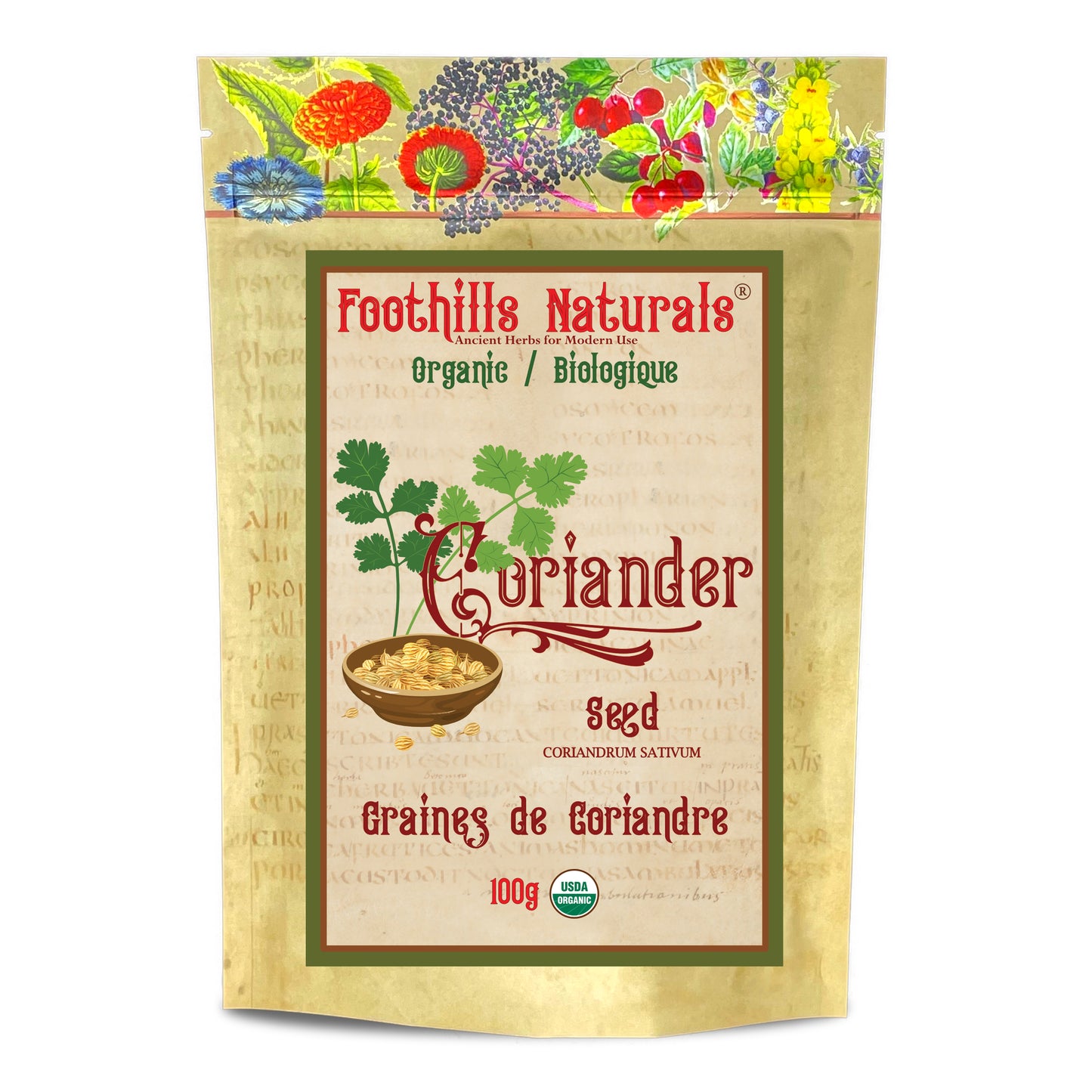 Organic Coriander Seeds Whole (Coriandrum sativum) – Aromatic Spice for Cooking & Blends