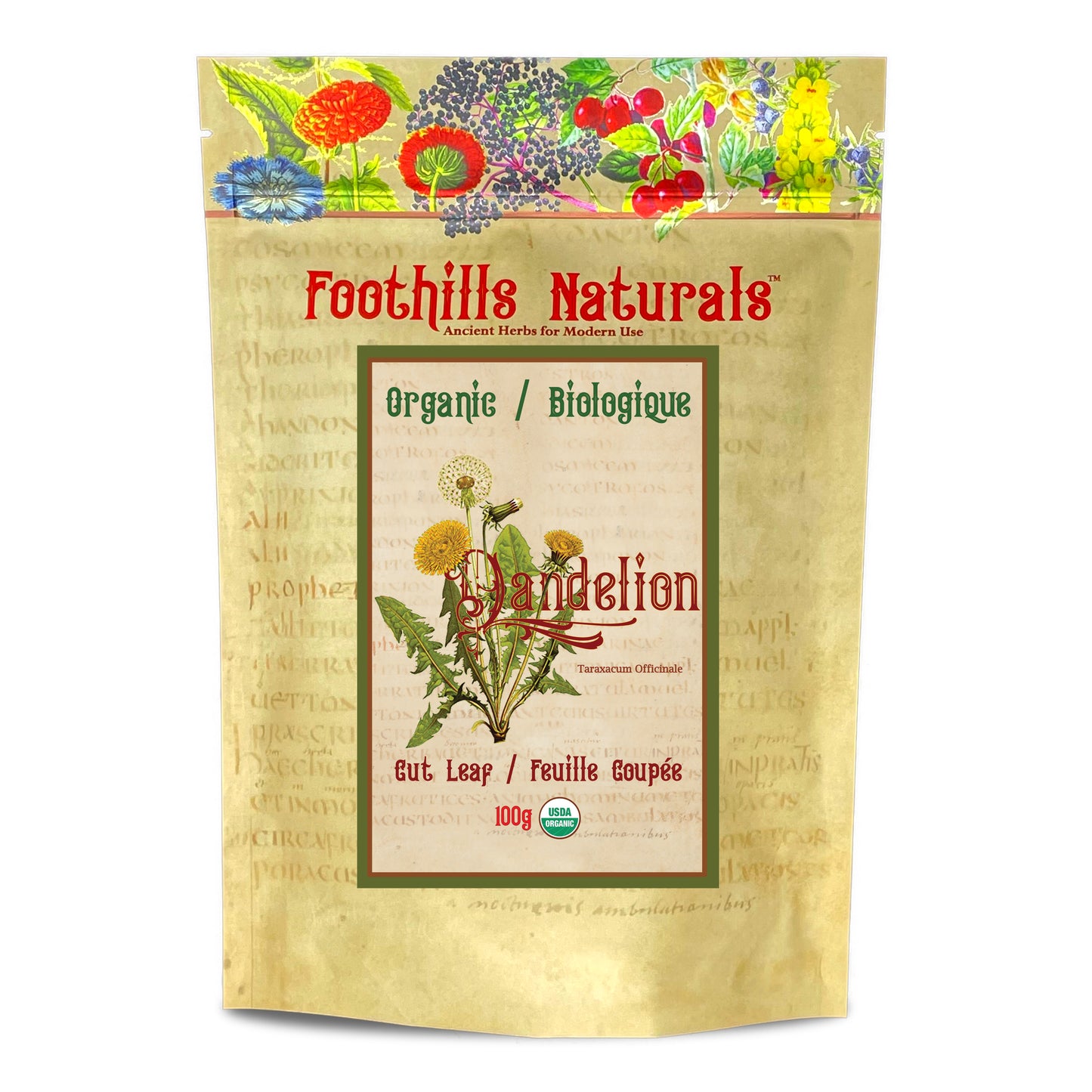 Organic Dandelion Leaf Cut (Taraxacum officinale) – Dried Herb for Tea & Culinary Use