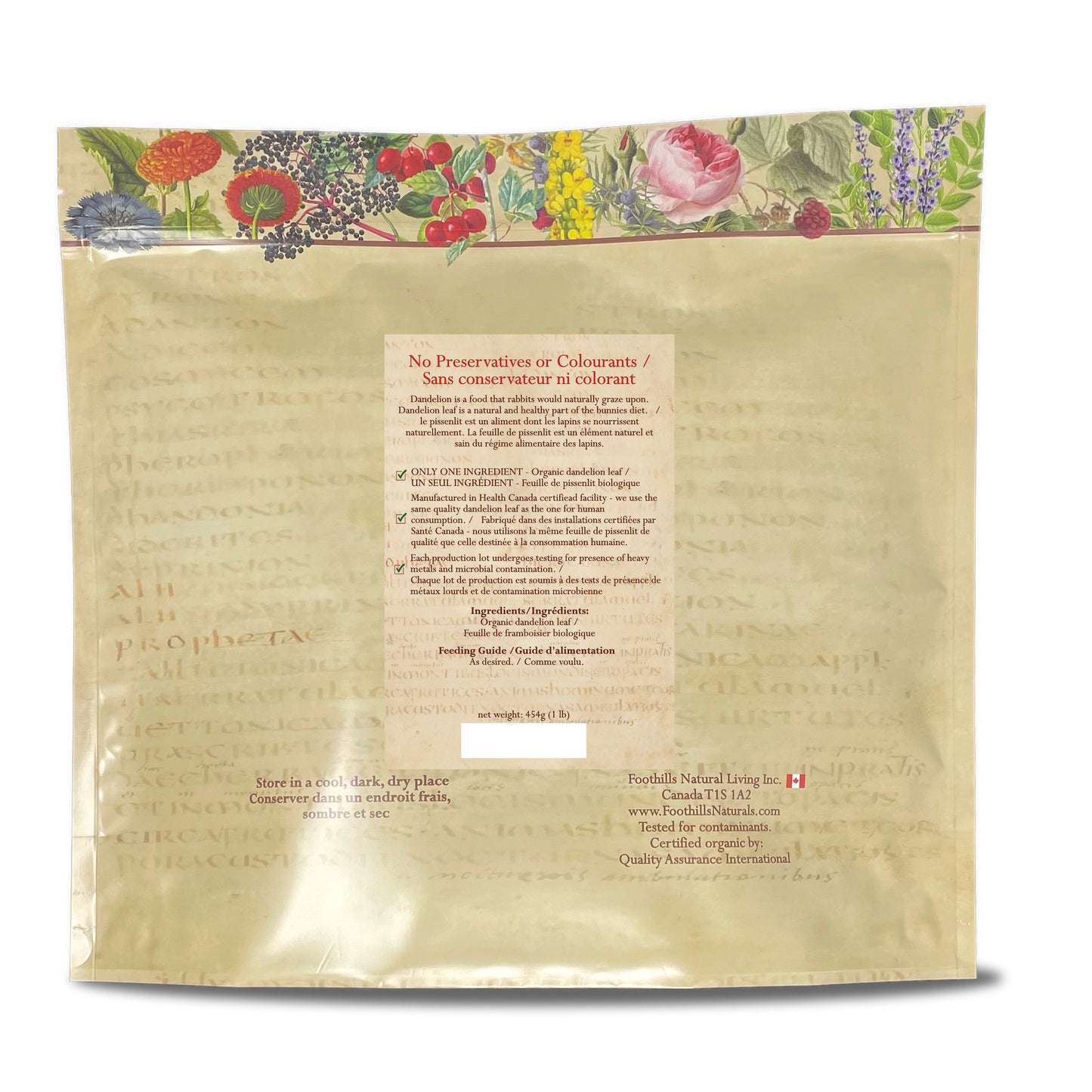 Dandelion Leaf Organic Dandy Bunny Munchies - 500g Pure