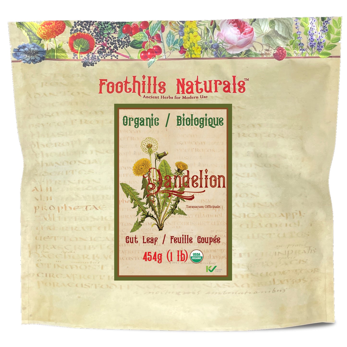Organic Dandelion Leaf Cut (Taraxacum officinale) – Dried Herb for Tea & Culinary Use