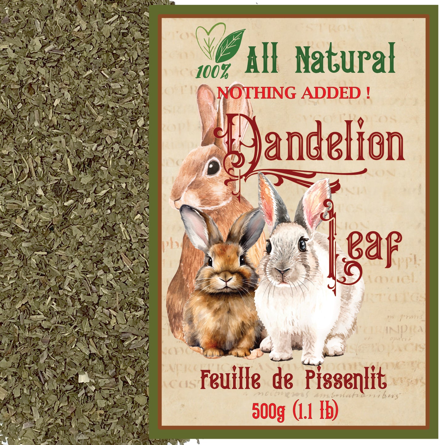 Dandelion Leaf Organic Dandy Bunny Munchies - 500g Pure