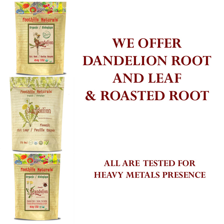 Dandelion Root Organic - Raw Dried, Cut