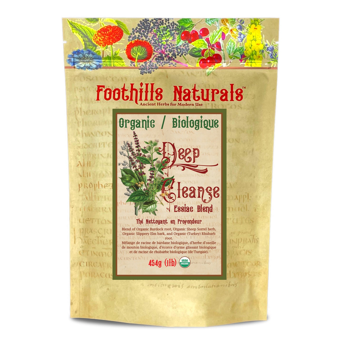 Organic Essiac-Style Herbal Tea Blend – 454g / 1 lb – Traditional Four-Herb Blend for Tea