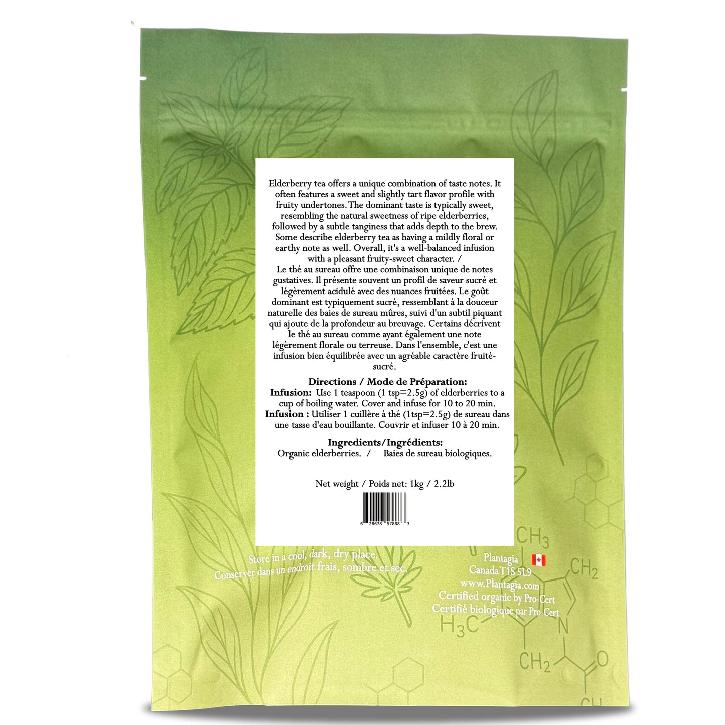 Plantagia Organic Elderberries (Sambucus nigra) – 1 kg – Whole Dried Elderberries for Tea, Syrups & Recipes