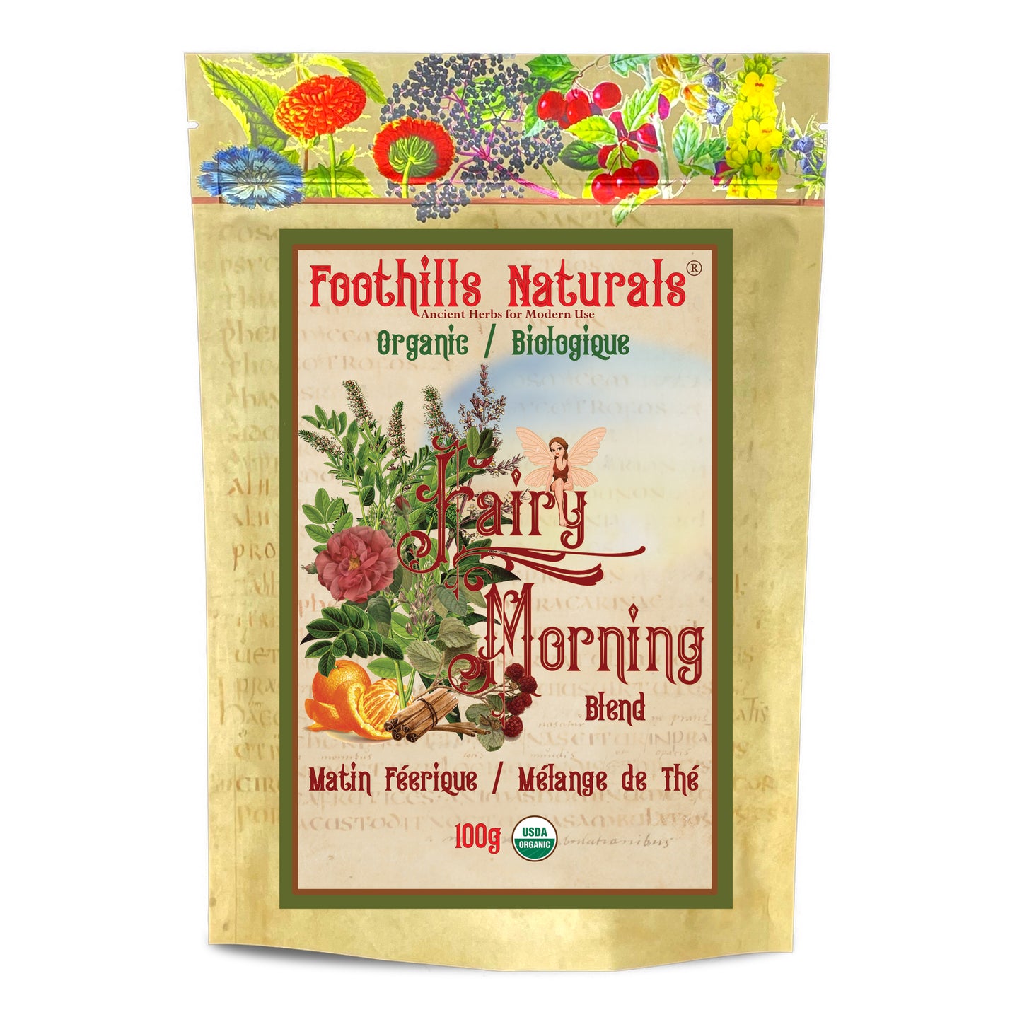 Fairy Morning Herbal Tea Blend – Organic – Licorice, Spearmint, Orange Peel, Rose & Cinnamon