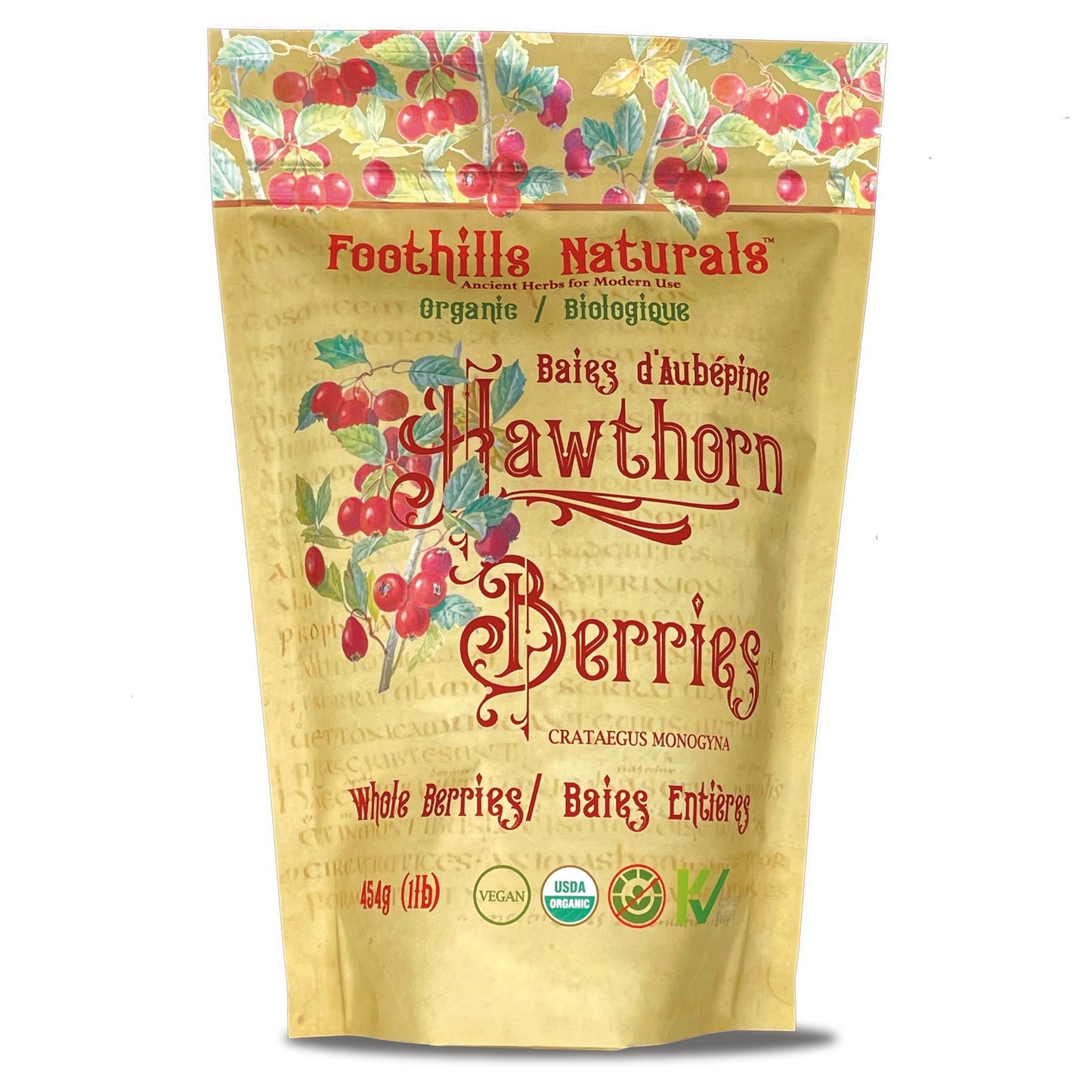 Organic Hawthorn Berries Whole (Crataegus monogyna) - Dried Fruit for Tea, Decoction & Culinary