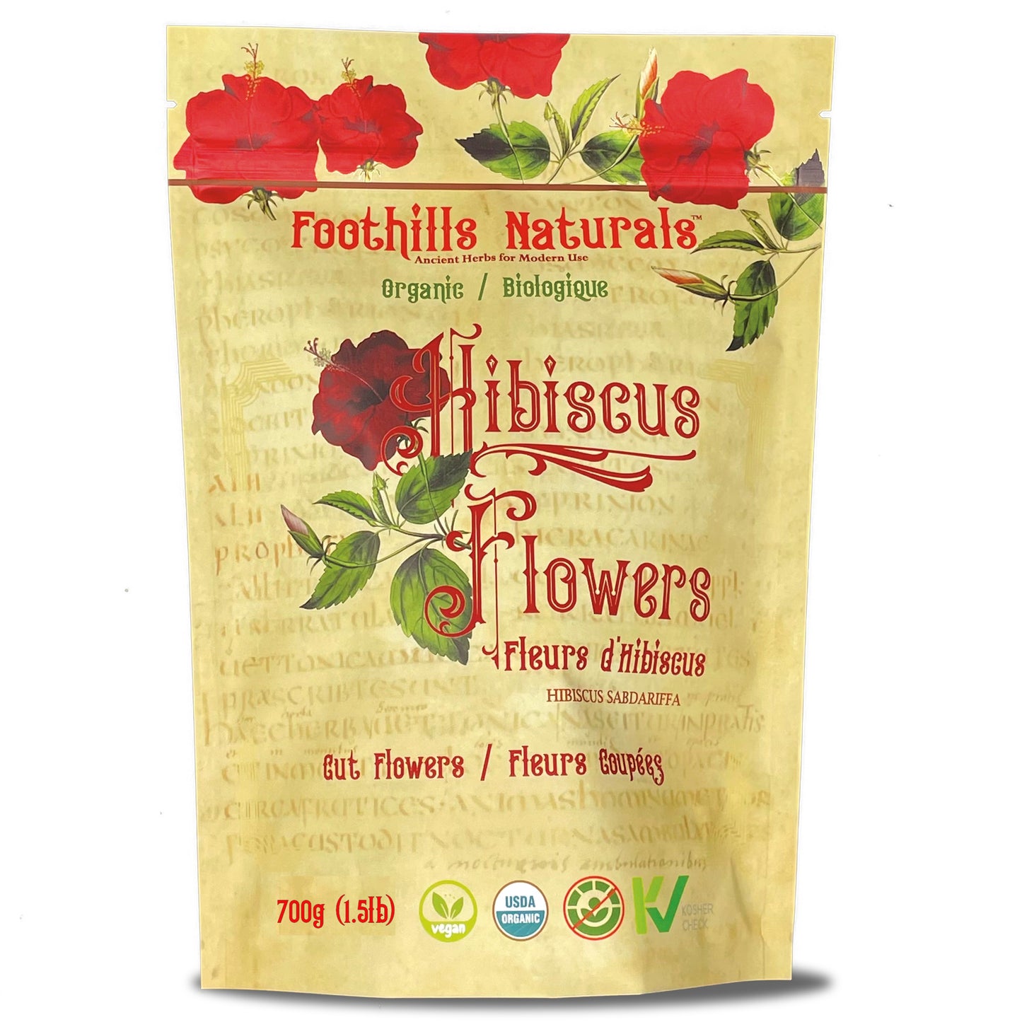 Organic Hibiscus Flowers – Cut (Hibiscus sabdariffa)