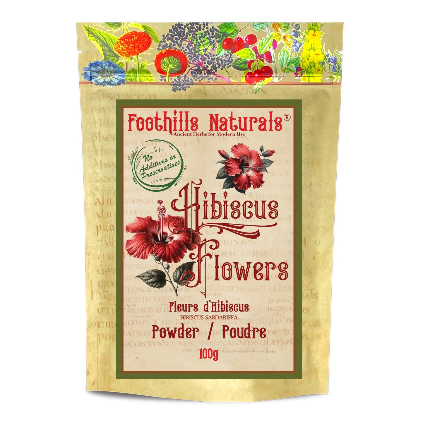 Hibiscus Powder (Hibiscus sabdariffa) – Finely Ground Flower Powder for Beverages, Smoothies & Recipes