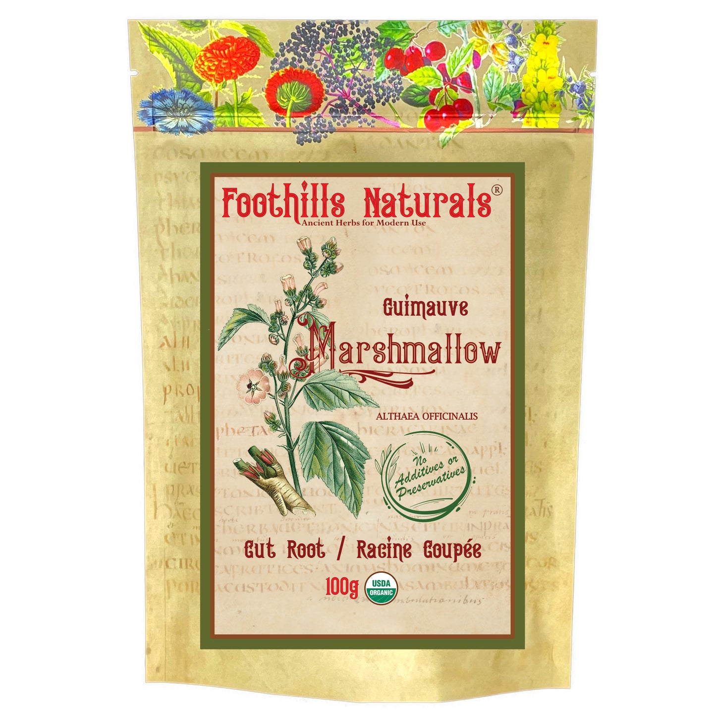 Organic Marshmallow Root Cut (Althaea officinalis) – Dried Root for Tea & Decoction