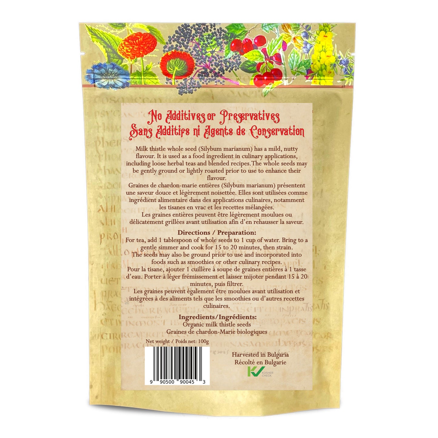 Organic Milk Thistle Seed Whole (Silybum marianum)