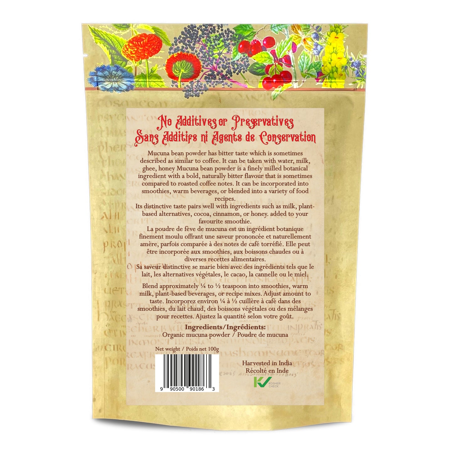 Organic Mucuna Bean Powder (Mucuna pruriens) – 454g / 1 lb – Pure Single Ingredient Botanical Powder
