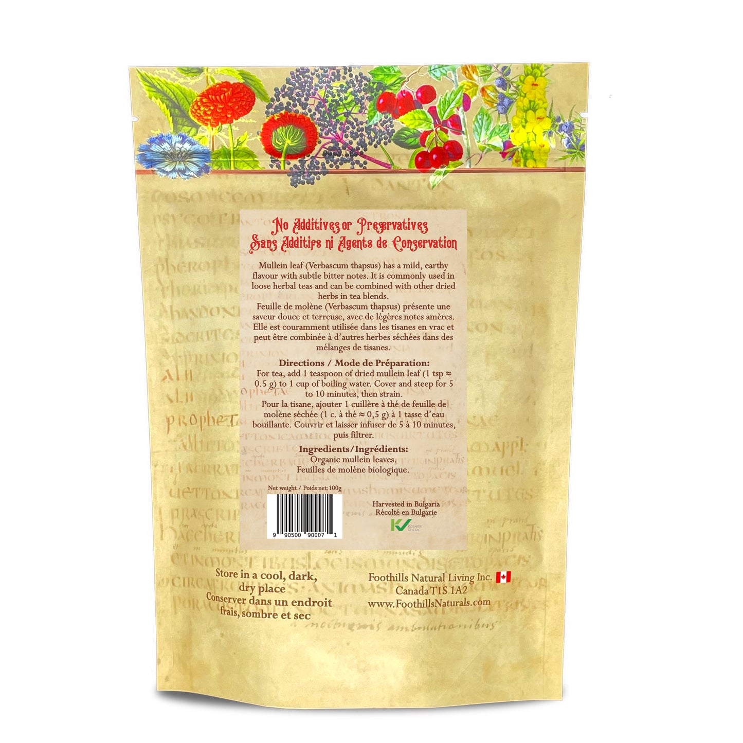 Organic Mullein Cut Leaf (Verbascum thapsus) – 454g / 1 lb – Dried Herb for Tea & Infusions – Single Ingredient