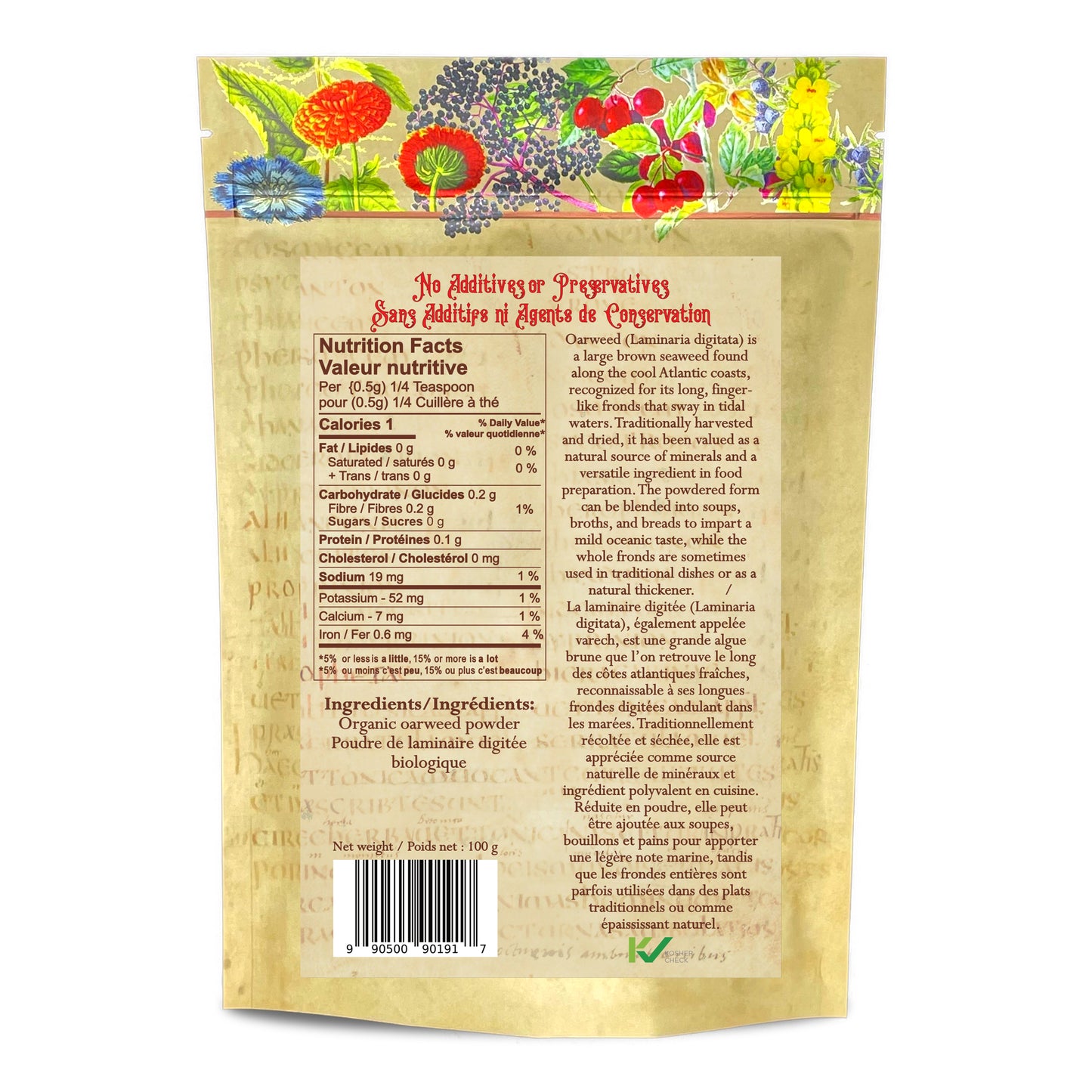 Organic Oarweed Powder (Laminaria digitata) – Finely Ground Sea Vegetable Powder for Culinary Use