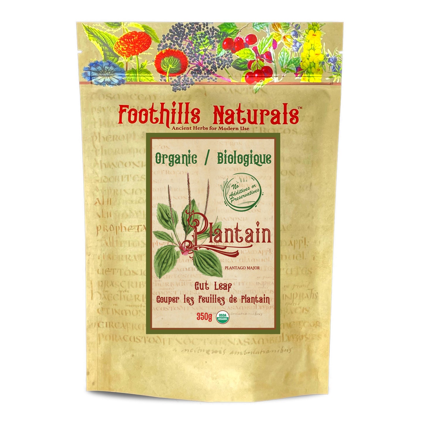 Organic Plantain Leaf Cut (Plantago major) – Dried Herb for Tea & Infusions – Single Ingredient