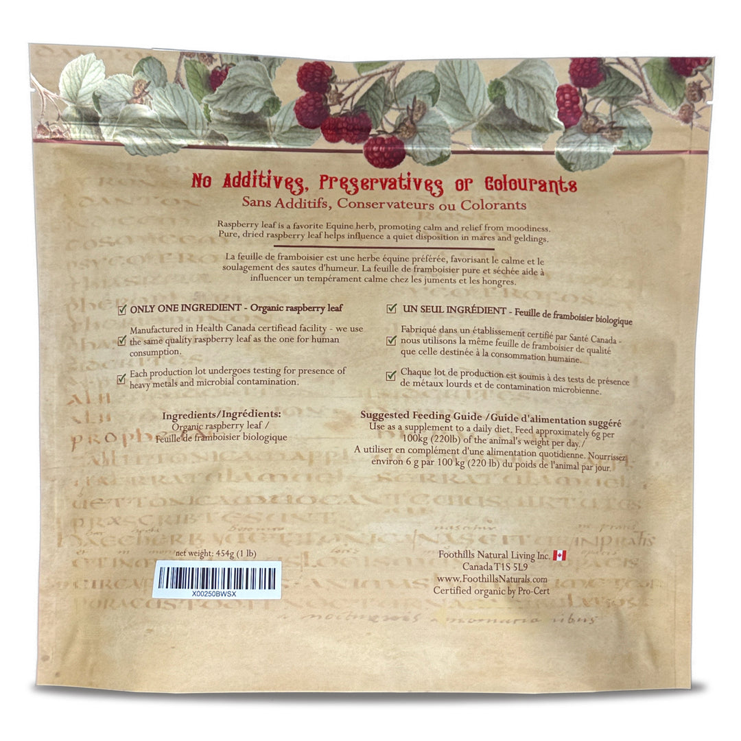 Raspberry Leaf Organic Cut and Sifted - 1 Pound (454g) Equine Herb for Mares, Geldings, Stallions. Nutritional, Moodiness Control