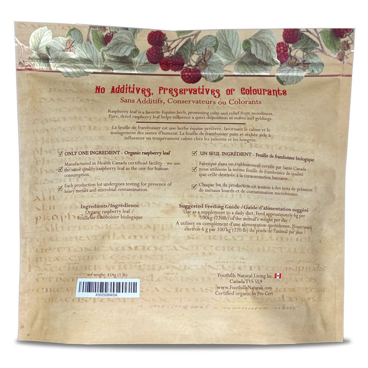 Raspberry Leaf Organic Cut and Sifted - 1 Pound (454g) Equine Herb for Mares, Geldings, Stallions. Nutritional, Moodiness Control