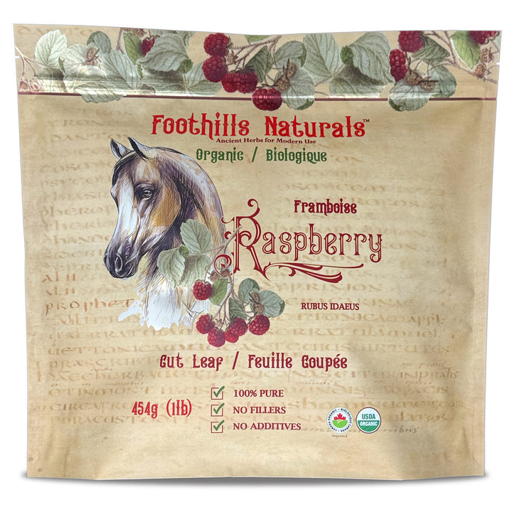 Raspberry Leaf Organic Cut and Sifted - 1 Pound (454g) Equine Herb for Mares, Geldings, Stallions. Nutritional, Moodiness Control