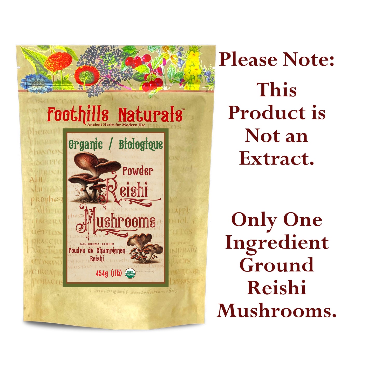 Organic Reishi Mushroom Powder (Ganoderma lucidum) – Finely Ground Mushroom Powder for Beverages & Recipes