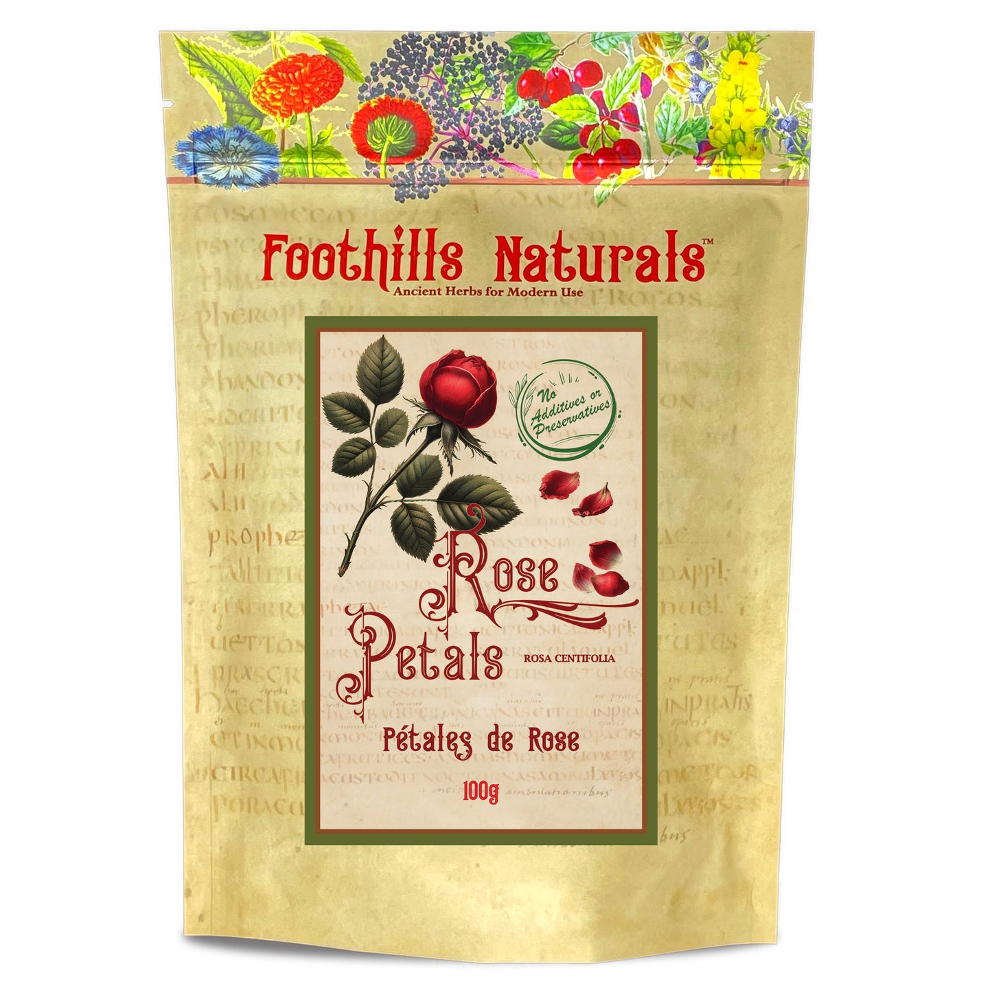 Red Rose Petals (Rosa centifolia) No Buds – Dried Petals for Tea, Culinary & Decorative Use