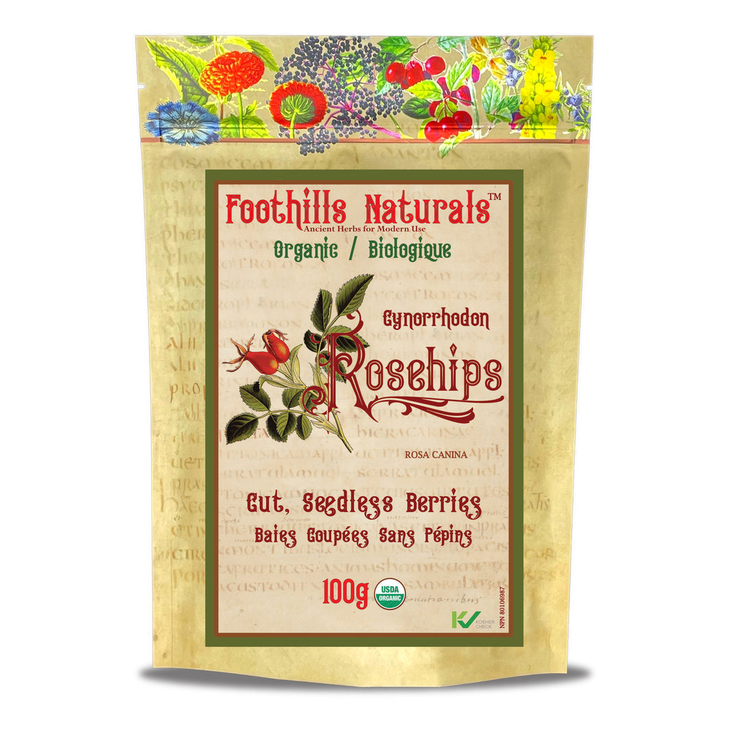 Rosehips Cut Organic, Seedless - For Tea, Tonic, Gourmet Cooking and Brewing Recipes
