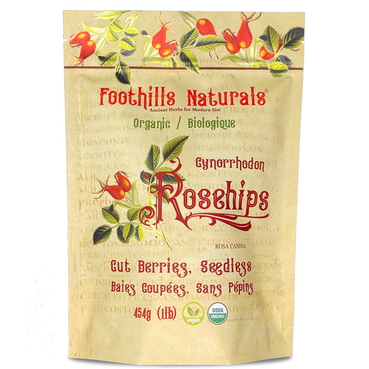 Organic Rosehips – Cut, Seedless (Rosa canina)