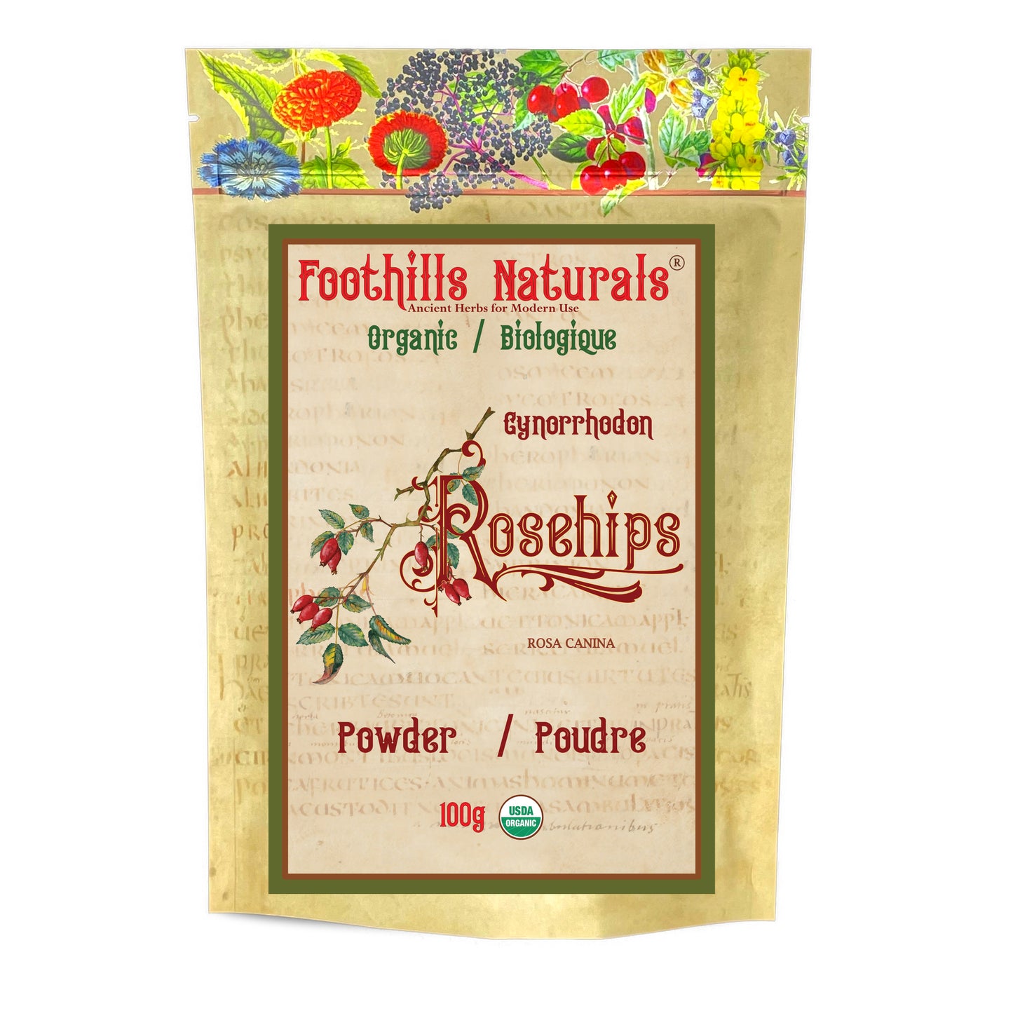 Organic Rosehips Powder (Rosa canina) – Whole Pod Powder – Finely Ground Fruit Powder for Smoothies, Tea & Recipes