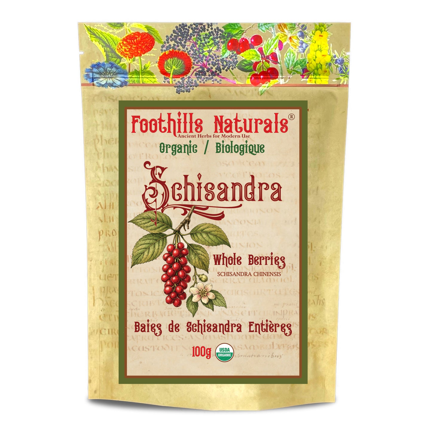Organic Whole Schisandra Berries (Schisandra chinensis) – Dried Berries for Tea, Infusions & Recipes