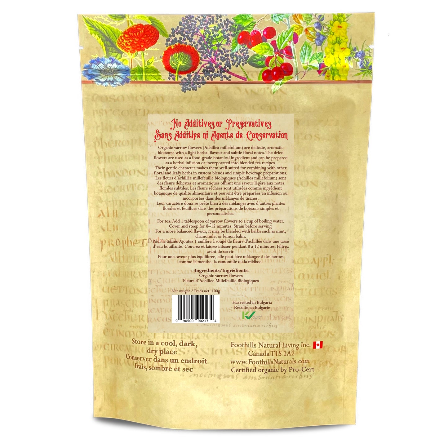 Organic Yarrow Flowers (Achillea millefolium) –  Dried Flowers for Tea & Herbal Infusions