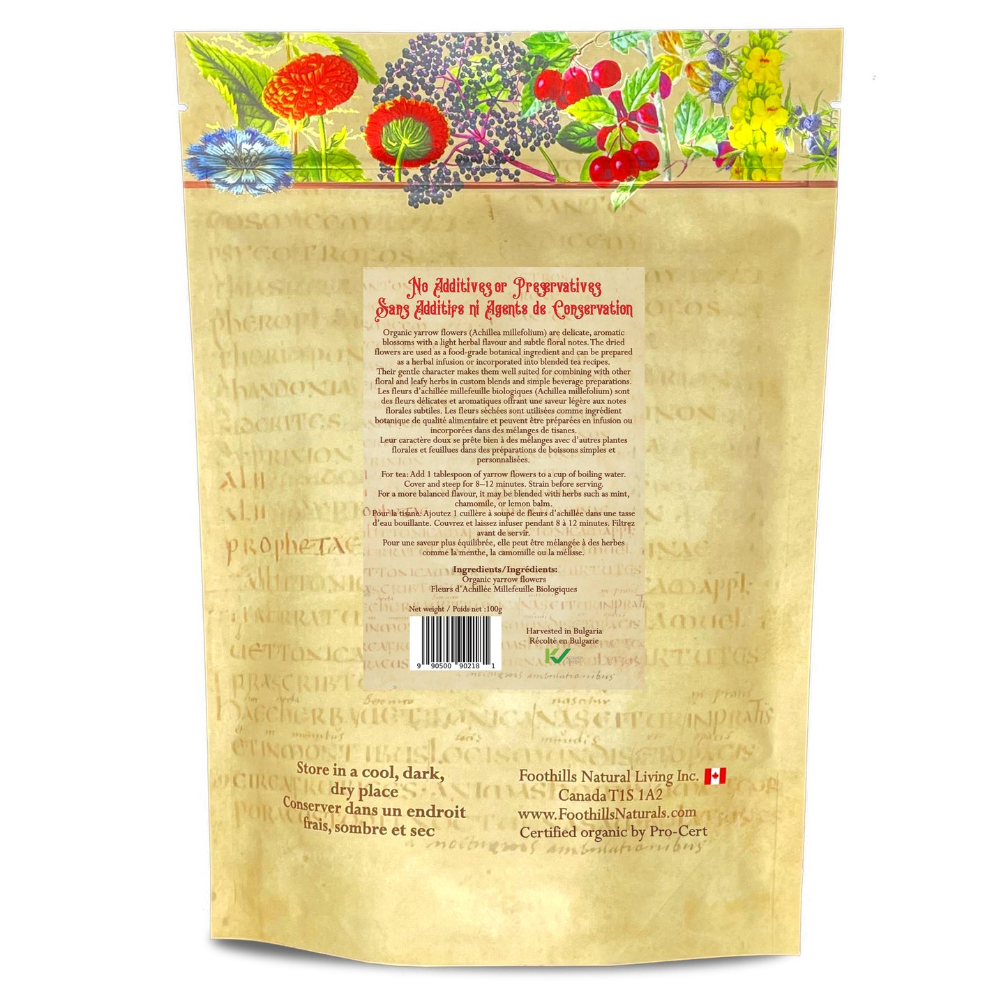 Organic Yarrow Flowers (Achillea millefolium) –  Dried Flowers for Tea & Herbal Infusions