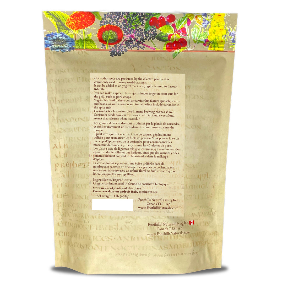 Coriander Seeds Organic- Whole, Organic 454g / 1 Pound