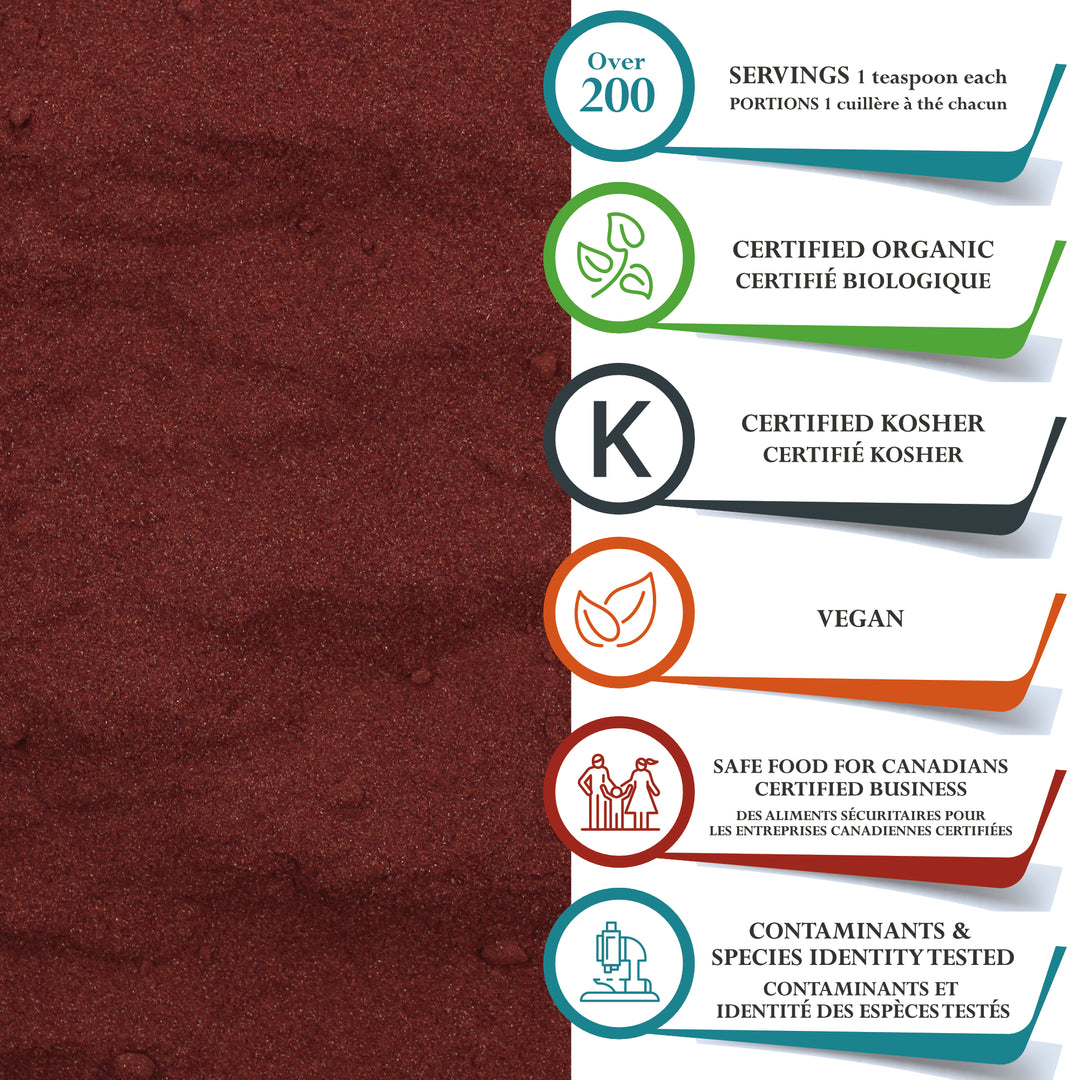 Hibiscus Powder Organic - 1 Lb (454g) No Additives | Foothills Naturals Canada | Ancient Herbs for Modern Use